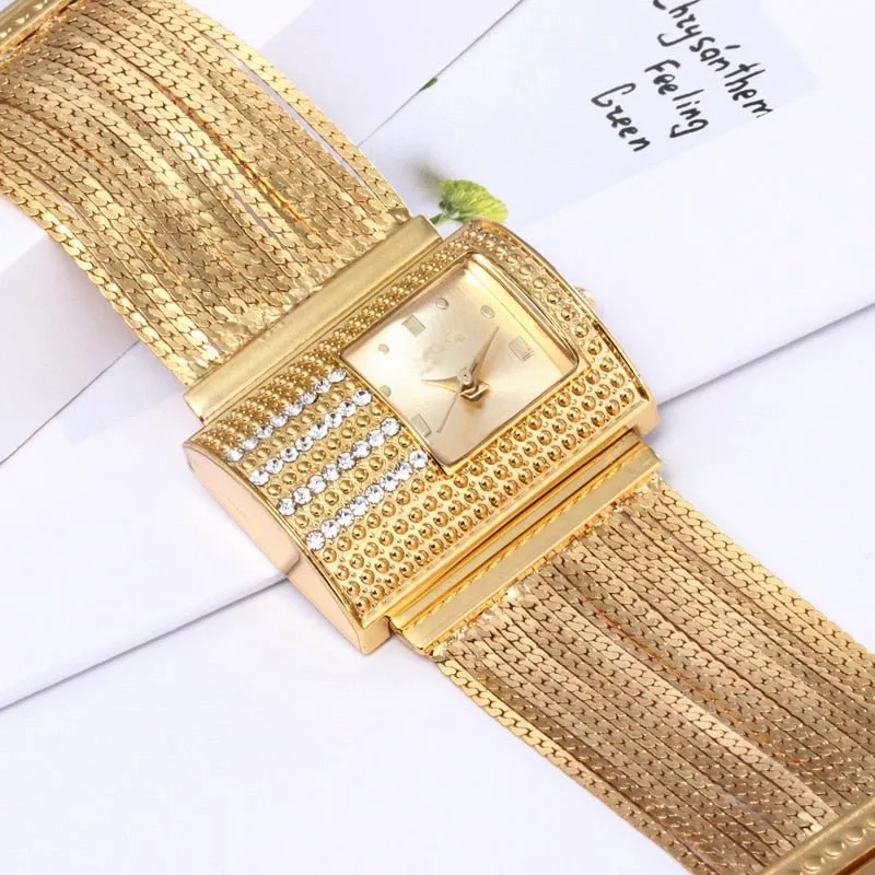 Luxury Gold Women's Bracelet Wrist Watche Strap Waterproof