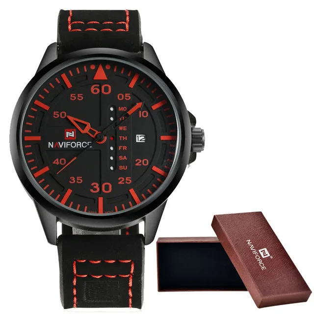 Luxury Men's Sports Watches Waterproof Quartz Leather