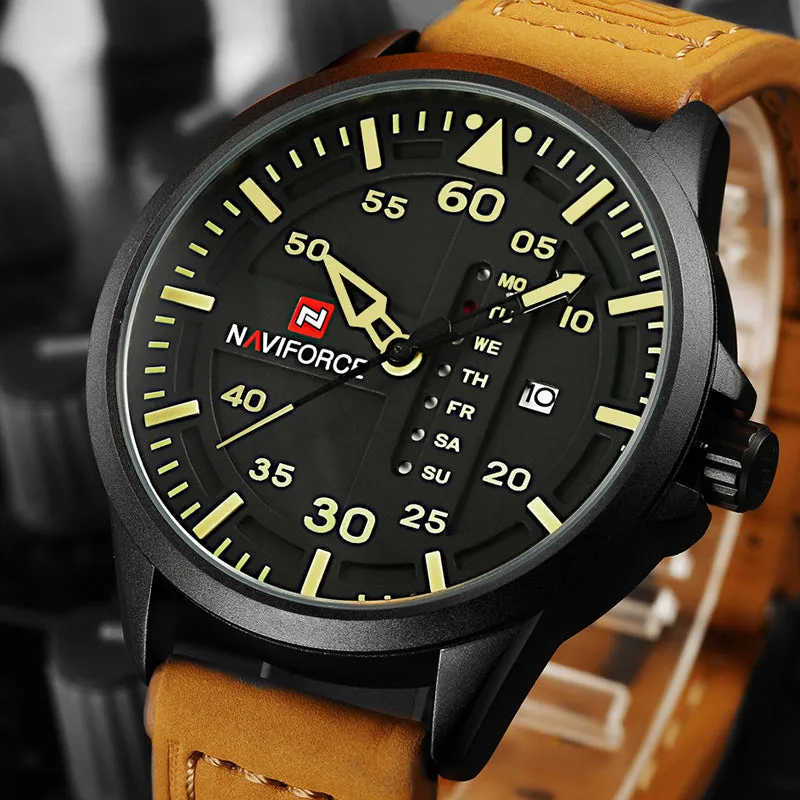 Luxury Men's Sports Watches Waterproof Quartz Leather