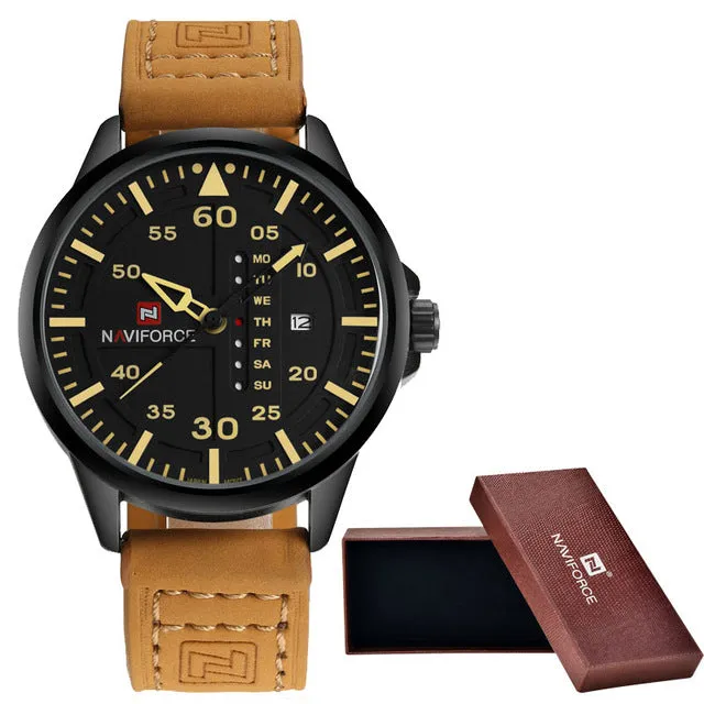 Luxury Men's Sports Watches Waterproof Quartz Leather