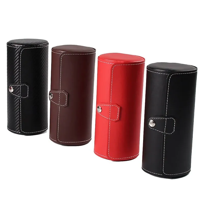 Luxury Watch Display Gift Box Case Roll 3 Slot Wristwatch PU Leather