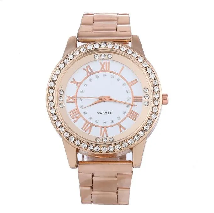 Luxury Women Watches Gold  Rhinestone Quartz