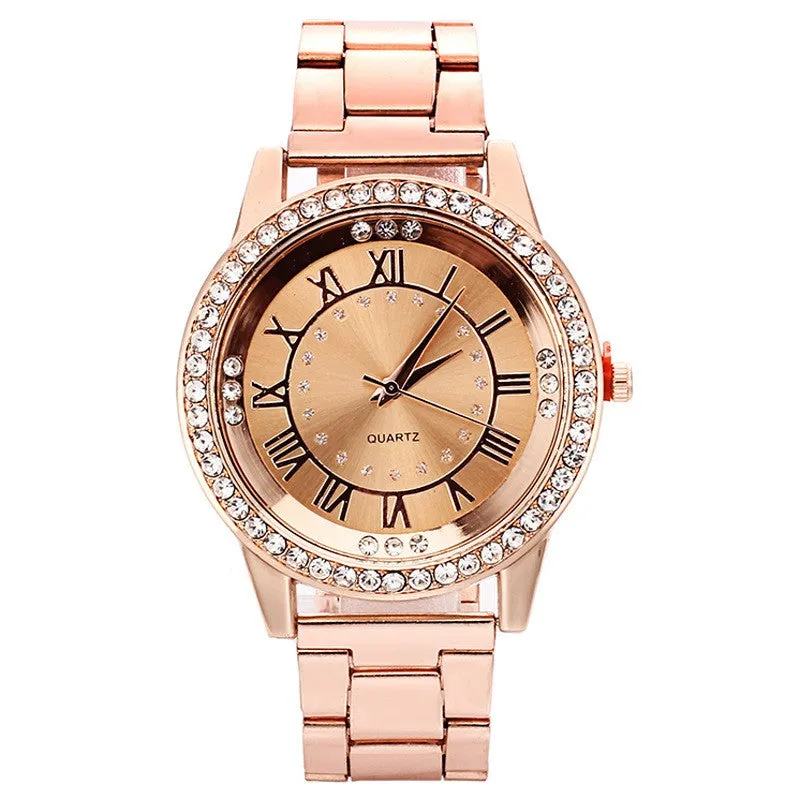Luxury Women Watches Gold  Rhinestone Quartz