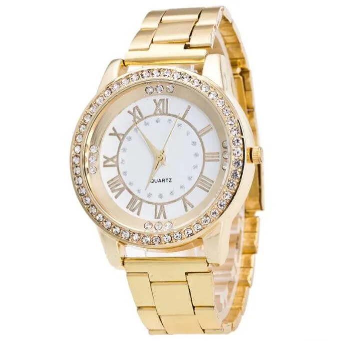 Luxury Women Watches Gold  Rhinestone Quartz