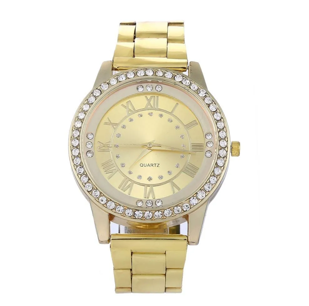 Luxury Women Watches Gold  Rhinestone Quartz