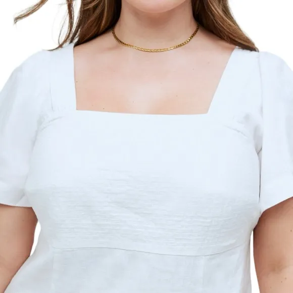 Madewell Plus Square-Neck Mini Dress in 100% White Linen