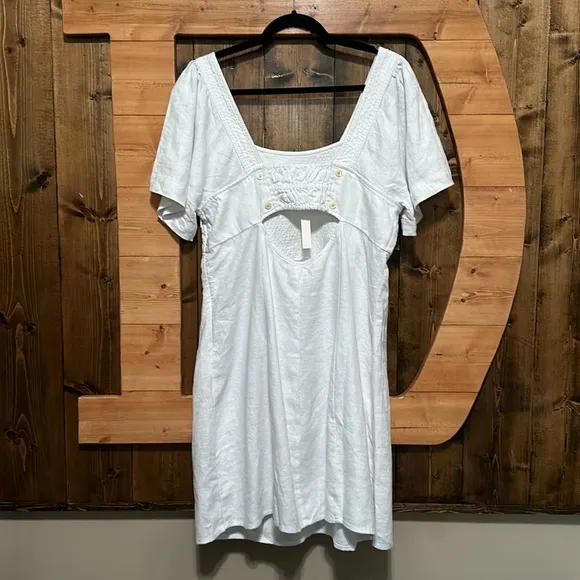 Madewell Plus Square-Neck Mini Dress in 100% White Linen