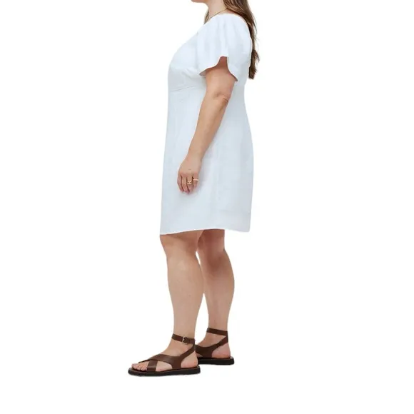 Madewell Plus Square-Neck Mini Dress in 100% White Linen