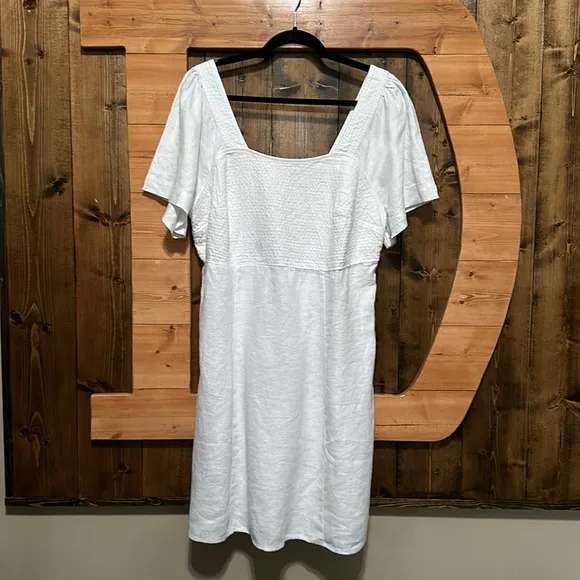 Madewell Plus Square-Neck Mini Dress in 100% White Linen