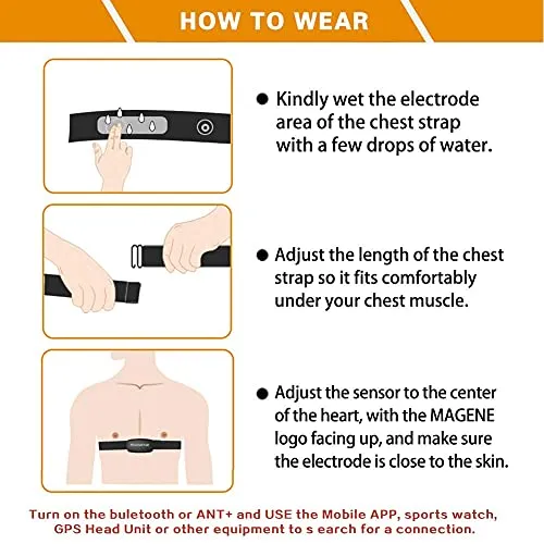 Magene H64 Heart Rate Monitor Chest Strap Fitness Tracker IP67 Waterproof Support Bluetooth 4.0 and ANT , iPhone & Android Compatible