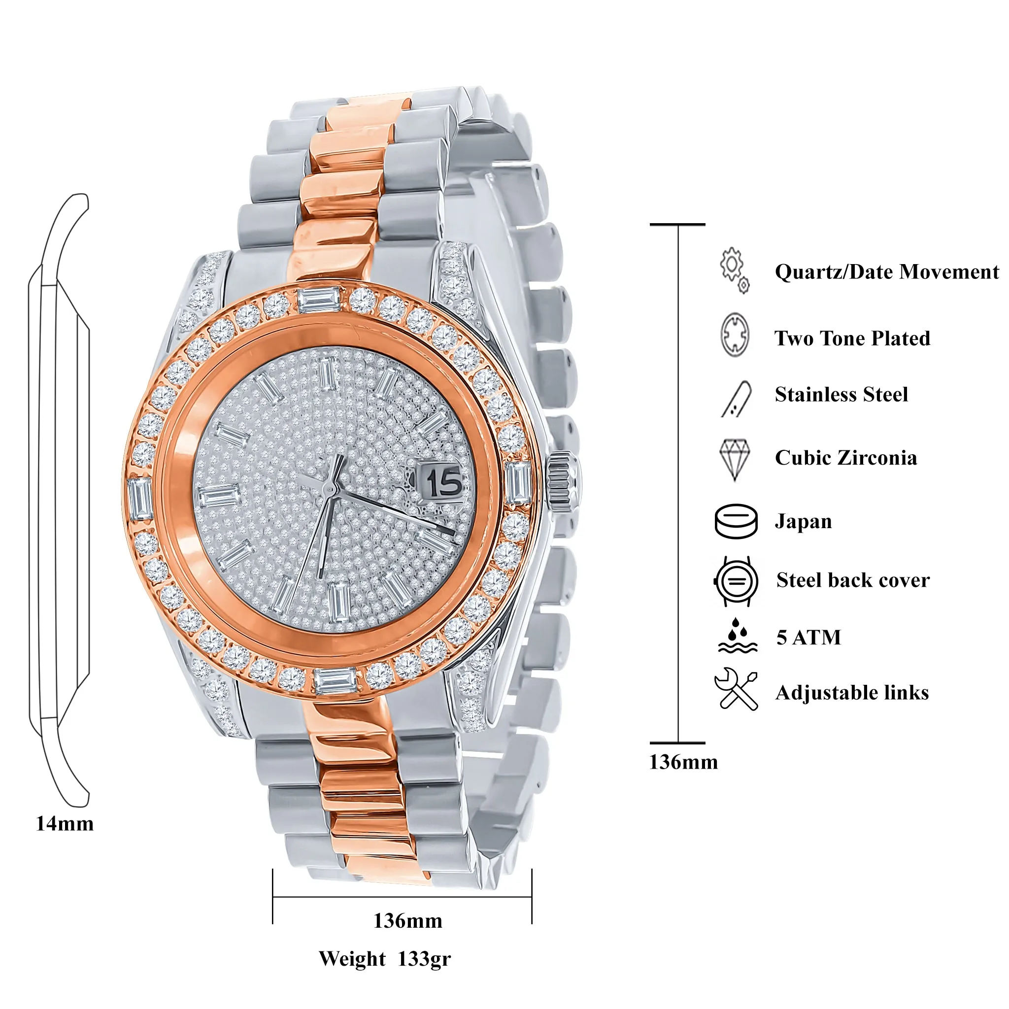 MAJESTY STEEL CZ HIP HOP WATCH  | 5304818