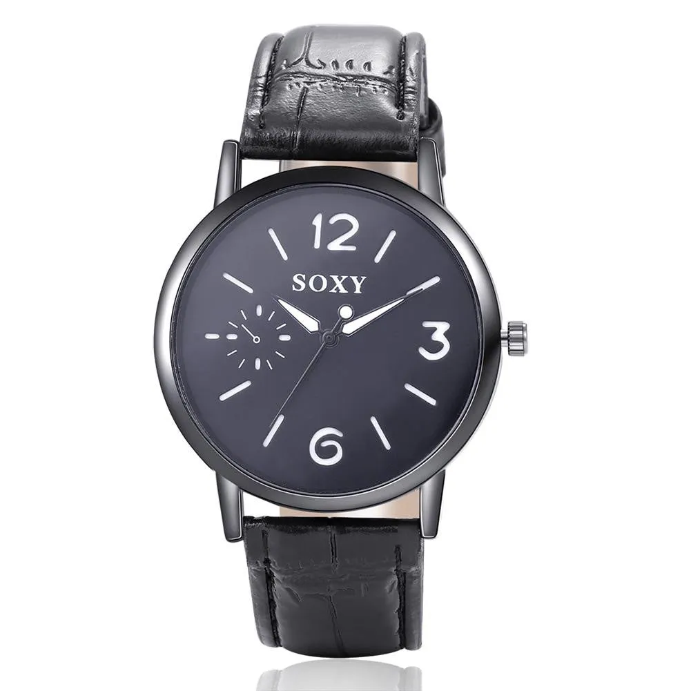 Male Watch Mens Watches Fashion Leather Straps Quartz Watch