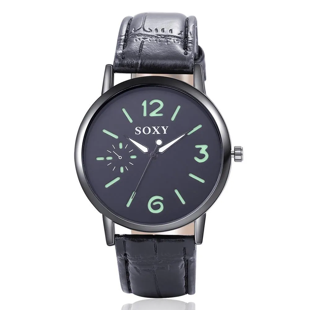 Male Watch Mens Watches Fashion Leather Straps Quartz Watch