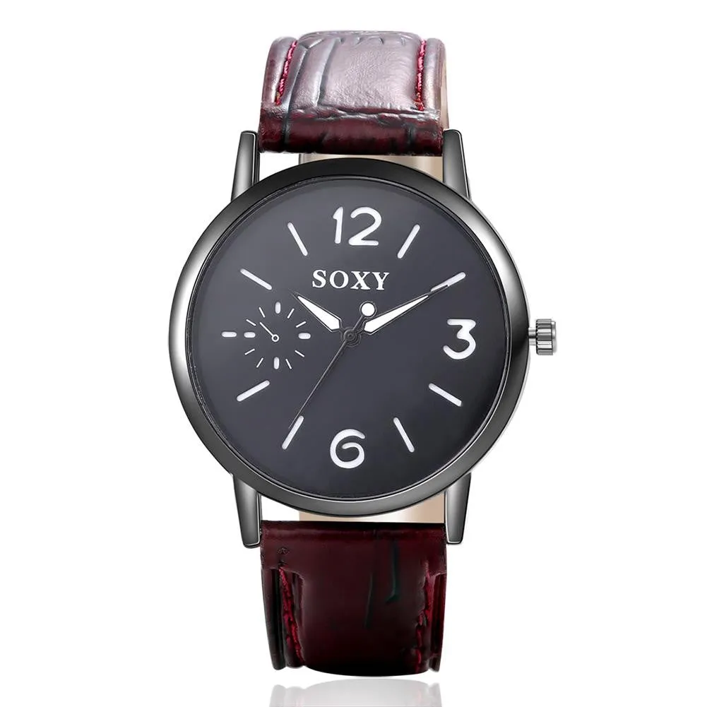 Male Watch Mens Watches Fashion Leather Straps Quartz Watch