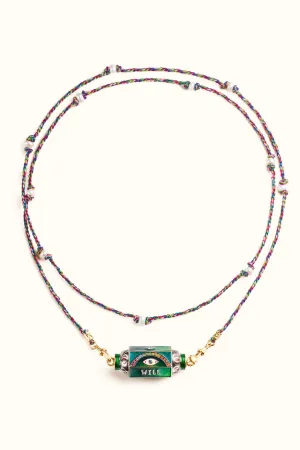 MARIE LICHTENBERG | 14K GOLD EYE WILL BLUE NECKLACE
