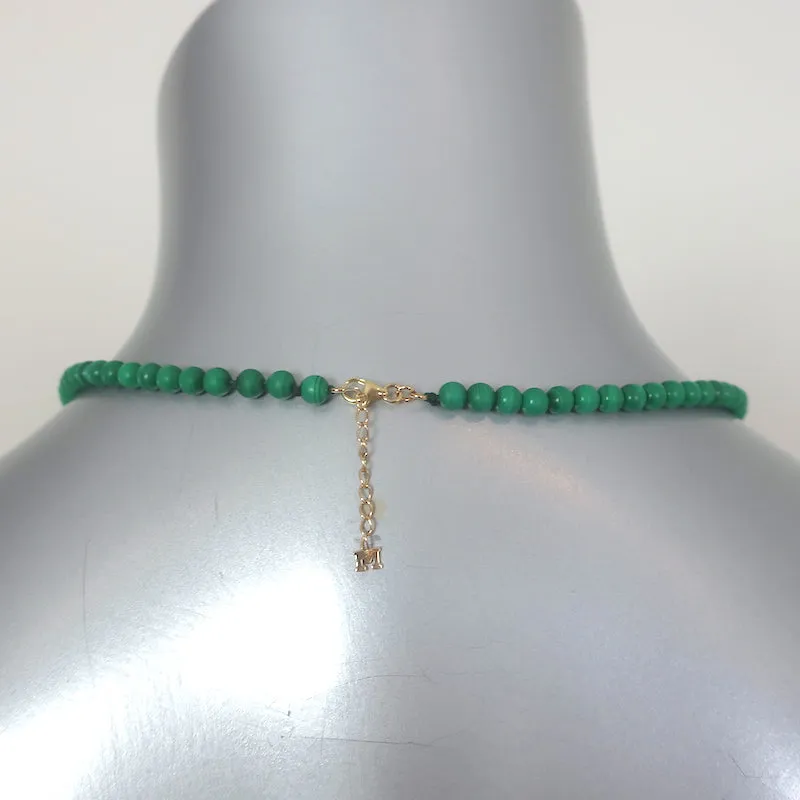 Mateo Malachite Beaded Choker Necklace 14k Gold NEW