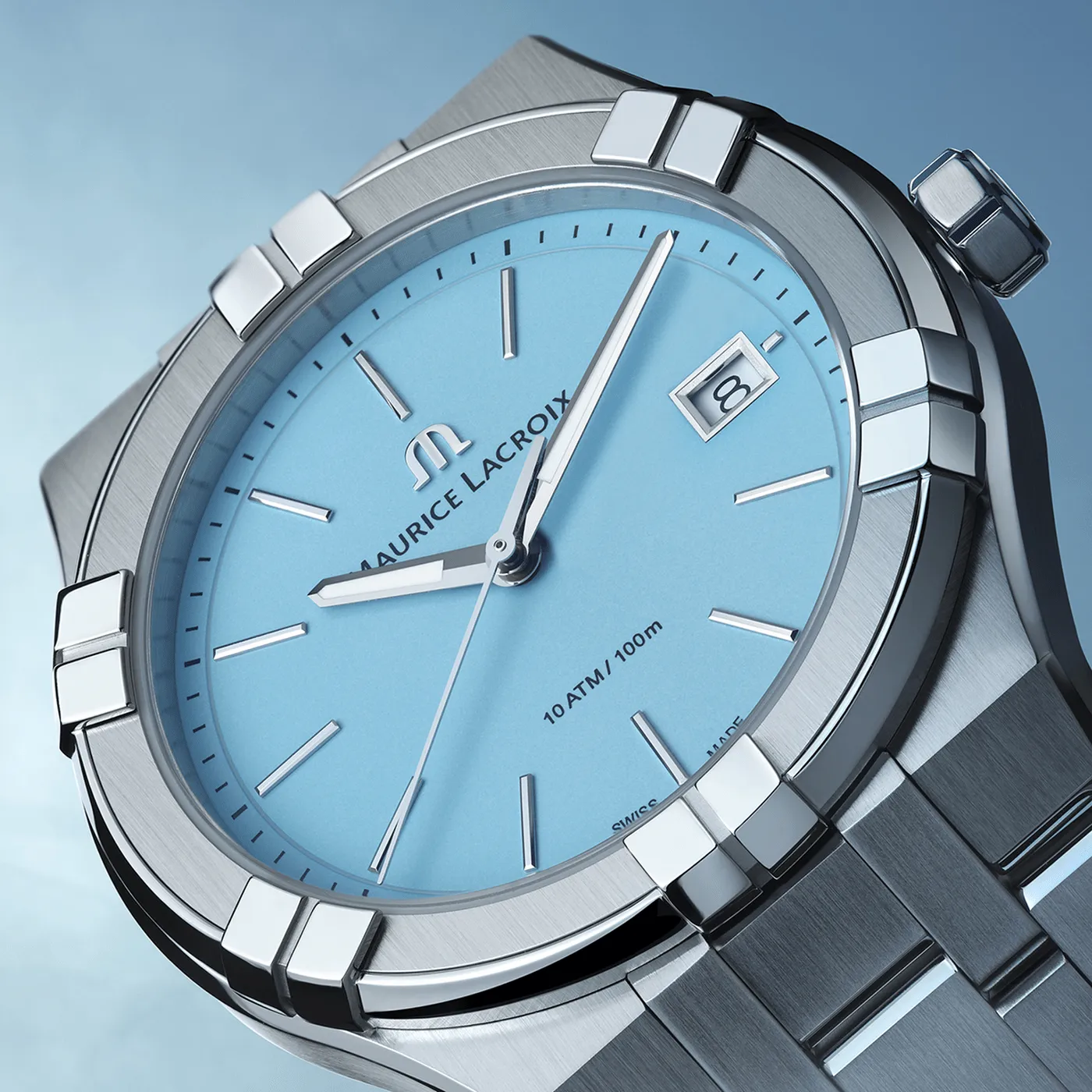 Maurice Lacroix AIKON Quartz 40mm Light Blue Men's Watch AI1108-SS002-431-1