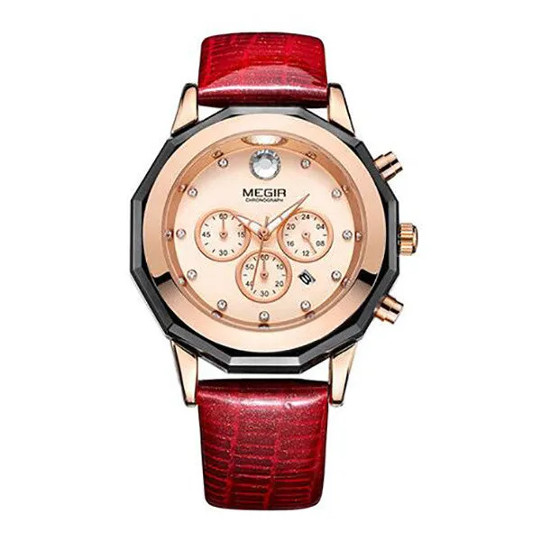 MEGIR Ladies Casual Watch with Leather Band