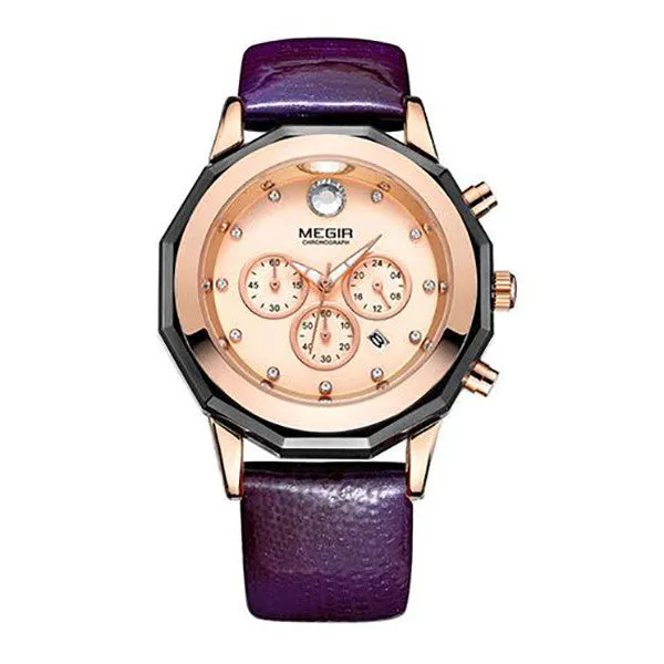 MEGIR Ladies Casual Watch with Leather Band