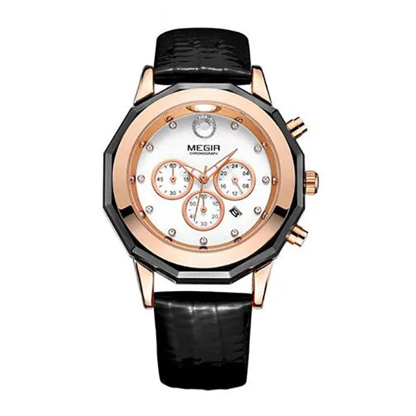 MEGIR Ladies Casual Watch with Leather Band