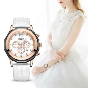 MEGIR Ladies Casual Watch with Leather Band