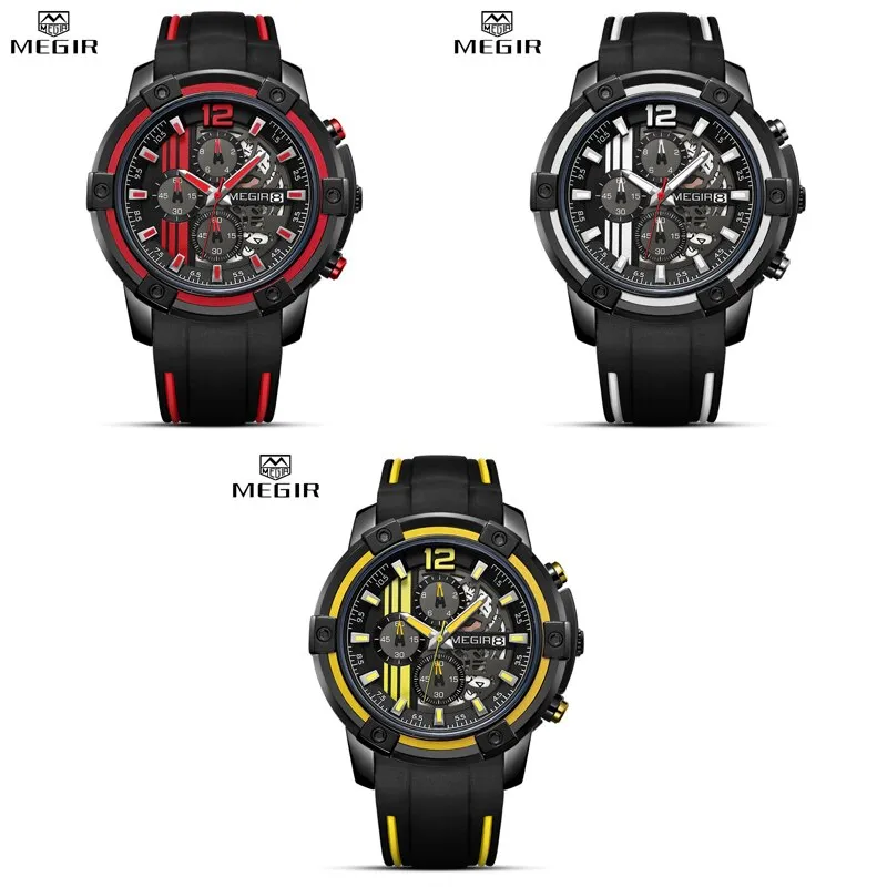 MEGIR Mens Analog Sport Quartz Watch Waterproof Chronograph Men Top Brand Luxury Watches Army Military Clock Relogio Masculino