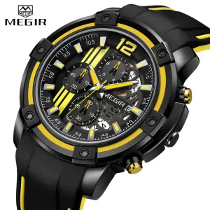 MEGIR Mens Analog Sport Quartz Watch Waterproof Chronograph Men Top Brand Luxury Watches Army Military Clock Relogio Masculino