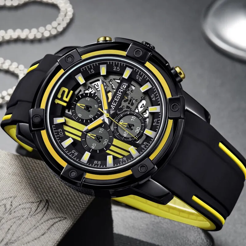 MEGIR Mens Analog Sport Quartz Watch Waterproof Chronograph Men Top Brand Luxury Watches Army Military Clock Relogio Masculino