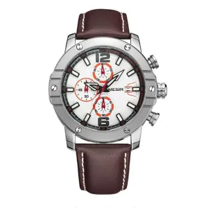 MEGIR Military Watch with Leather Strap