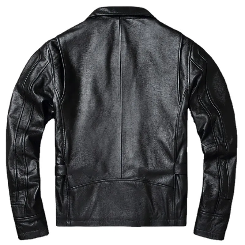 Men Cowhide Coat Vintage Men Leather Jacket Genuine Leather Clothes Men&#39;s Winter Jacket Motorcycle Biker Jackets