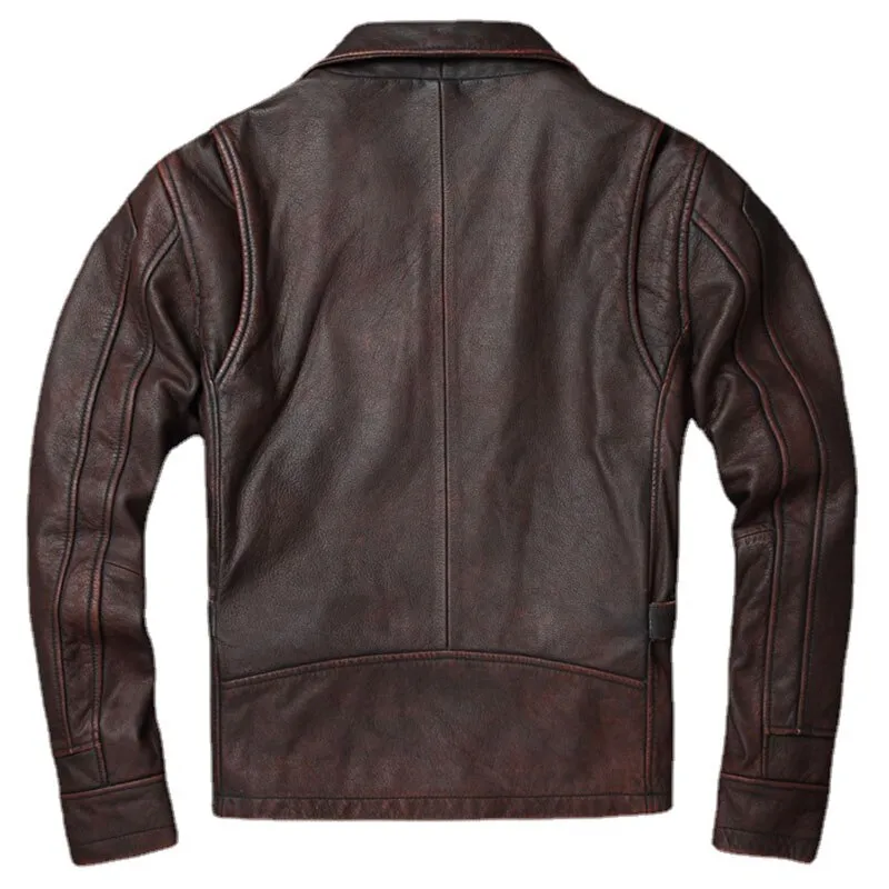 Men Cowhide Coat Vintage Men Leather Jacket Genuine Leather Clothes Men&#39;s Winter Jacket Motorcycle Biker Jackets
