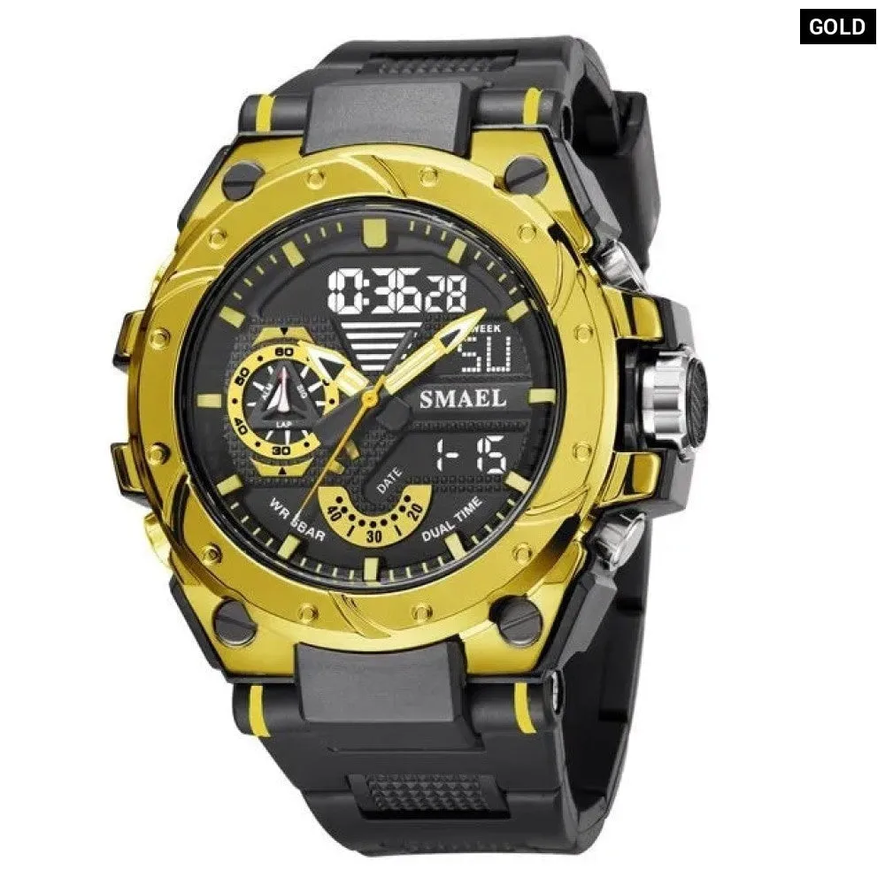 Men Wristwatches Red Bracelet 50m Waterproof Alarm Clock Analog Digitals Sport Watches