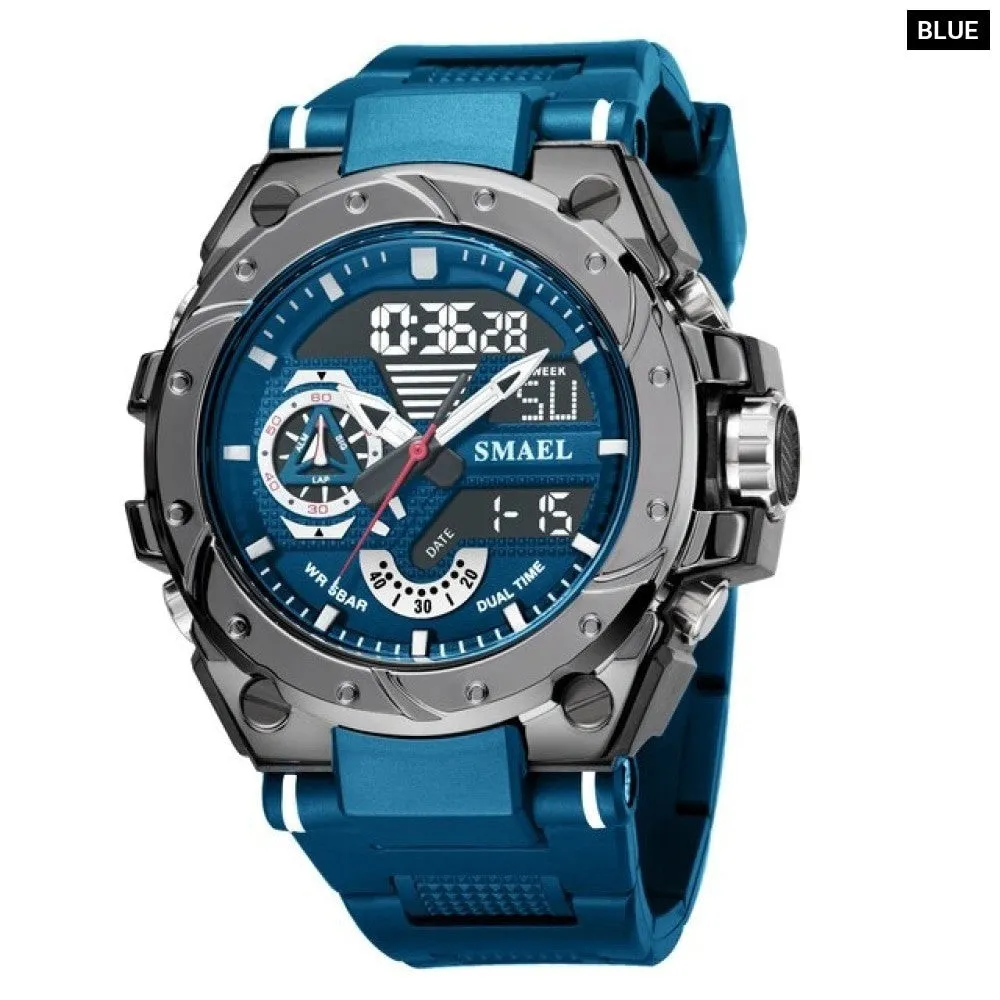 Men Wristwatches Red Bracelet 50m Waterproof Alarm Clock Analog Digitals Sport Watches