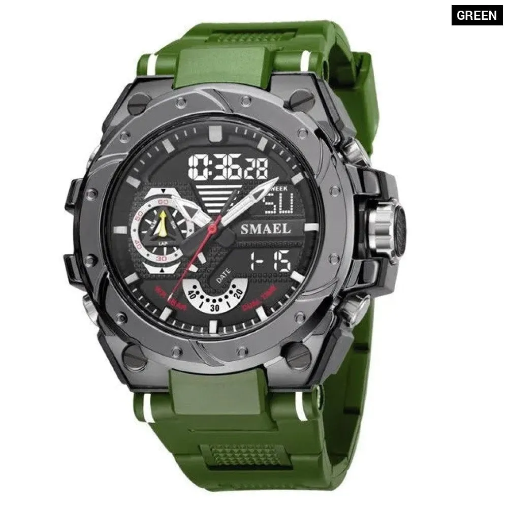 Men Wristwatches Red Bracelet 50m Waterproof Alarm Clock Analog Digitals Sport Watches