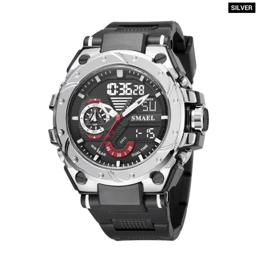 Men Wristwatches Red Bracelet 50m Waterproof Alarm Clock Analog Digitals Sport Watches
