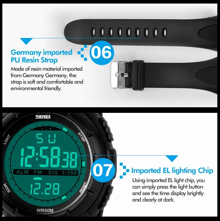 Men’s Digital Sports Waterproof Multi-Function Analogue Outdoor Watches - 1025
