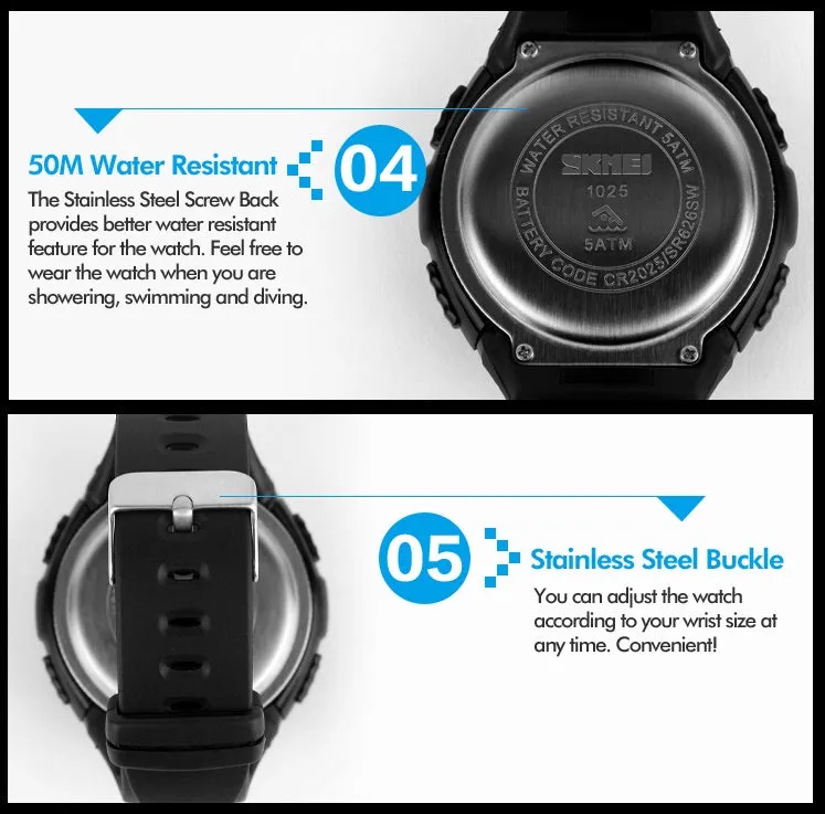 Men’s Digital Sports Waterproof Multi-Function Analogue Outdoor Watches - 1025