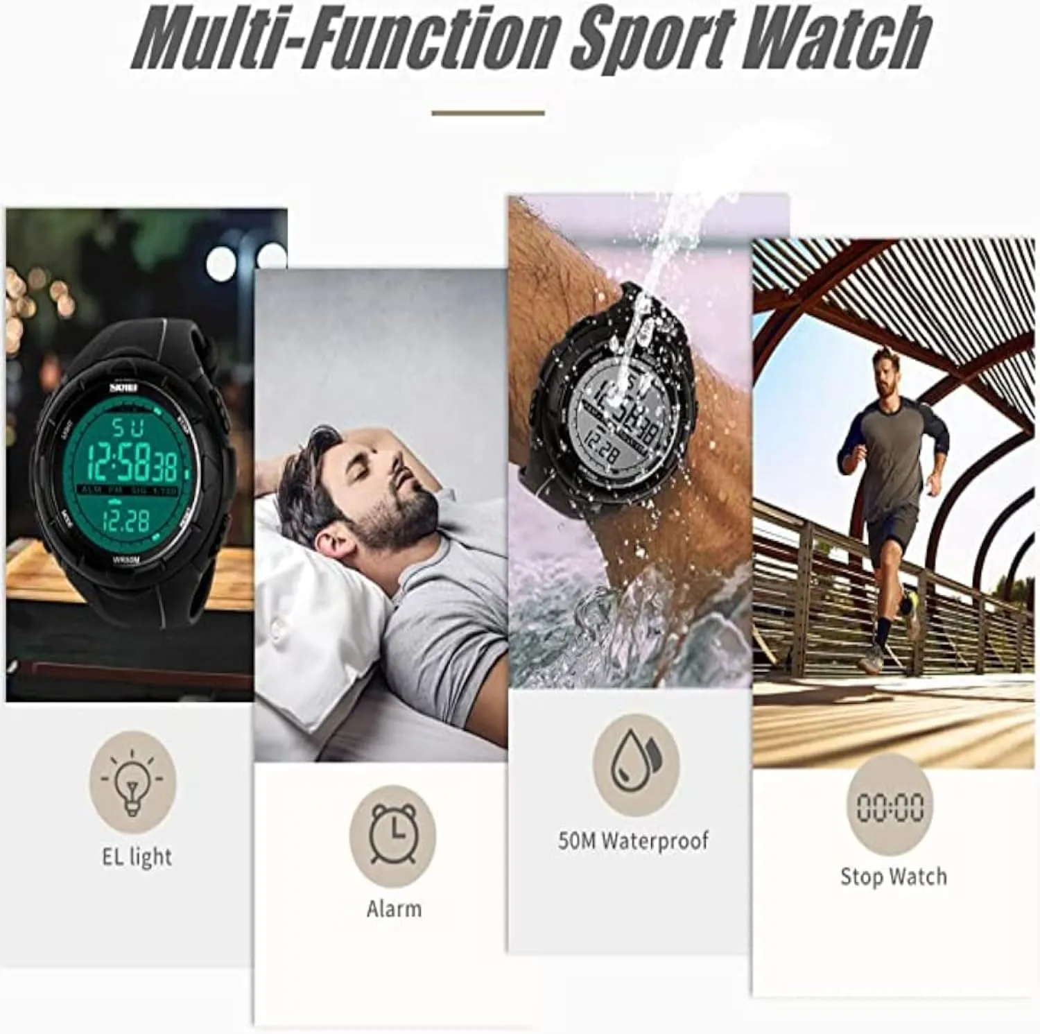 Men’s Digital Sports Waterproof Multi-Function Analogue Outdoor Watches - 1025