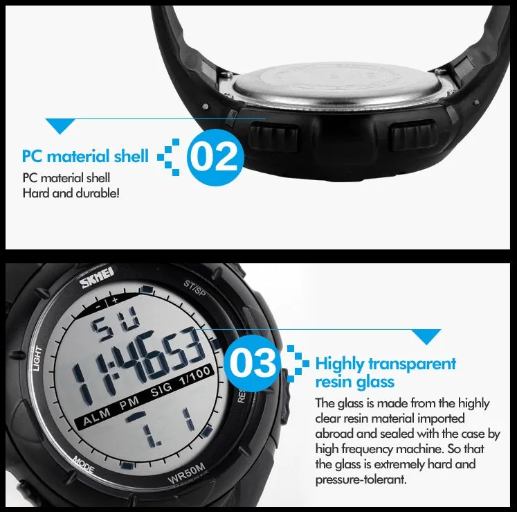 Men’s Digital Sports Waterproof Multi-Function Analogue Outdoor Watches - 1025