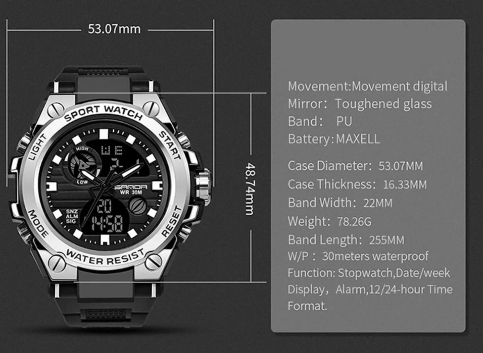 Men's G Style Digital Military Sports Watch.