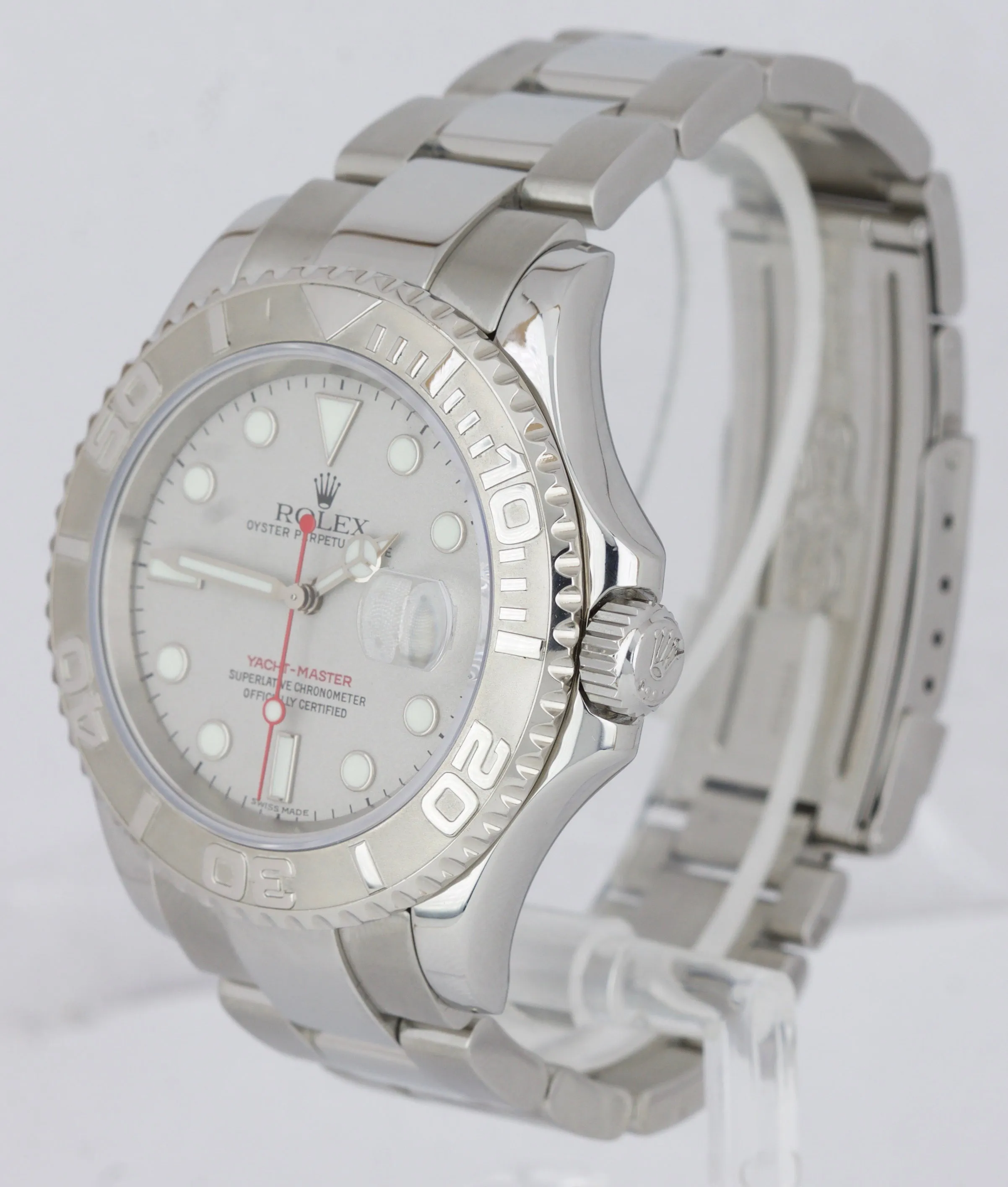 Men's Rolex Yacht-Master Stainless Steel Platinum 40mm Swiss Date Watch 16622