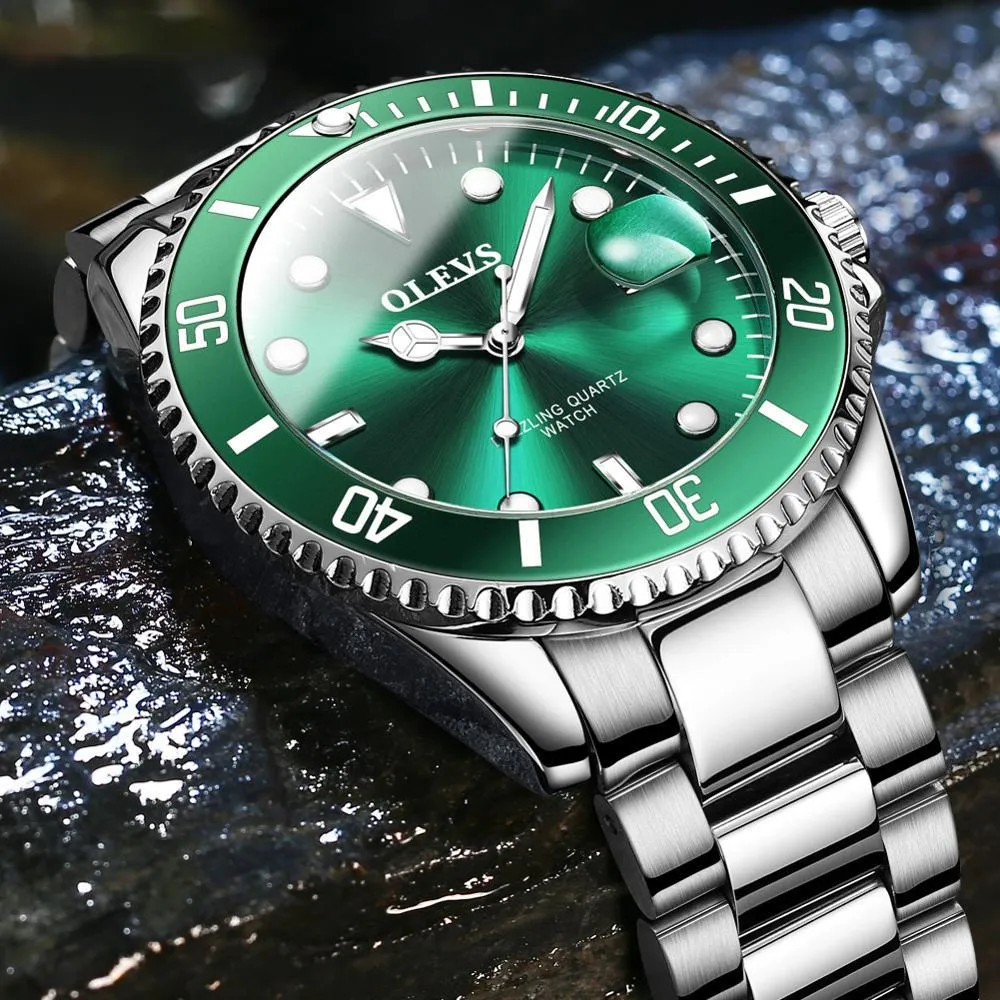 Mens Watches Top Brand Luxury Fashion Waterproof Luminous Hand Green