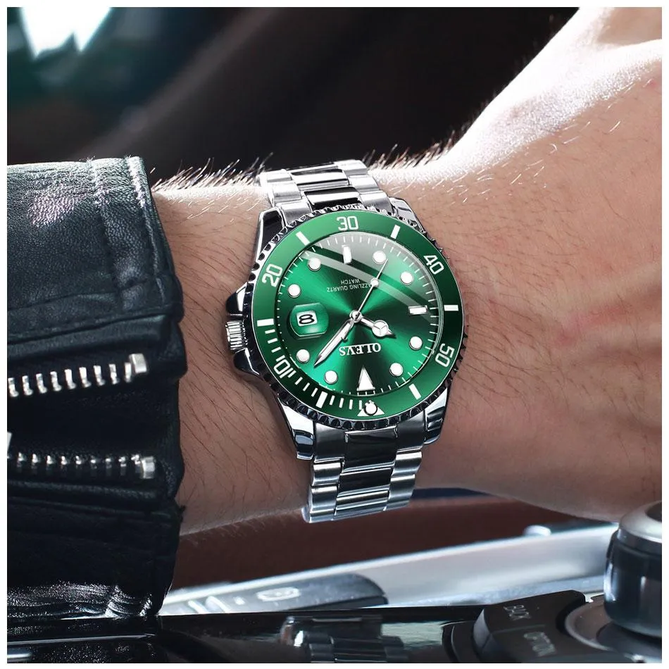 Mens Watches Top Brand Luxury Fashion Waterproof Luminous Hand Green