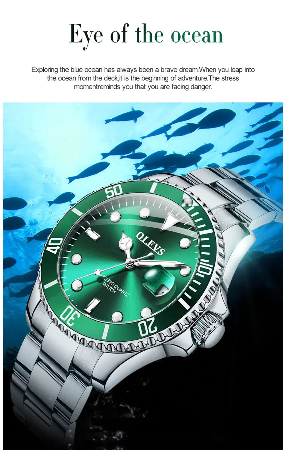Mens Watches Top Brand Luxury Fashion Waterproof Luminous Hand Green