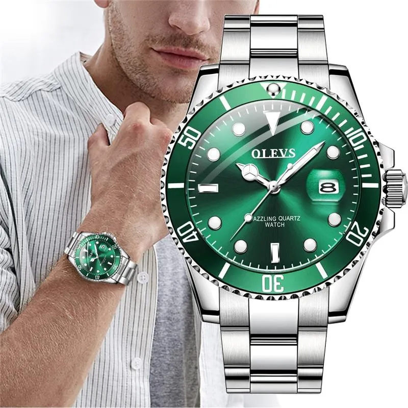 Mens Watches Top Brand Luxury Fashion Waterproof Luminous Hand Green