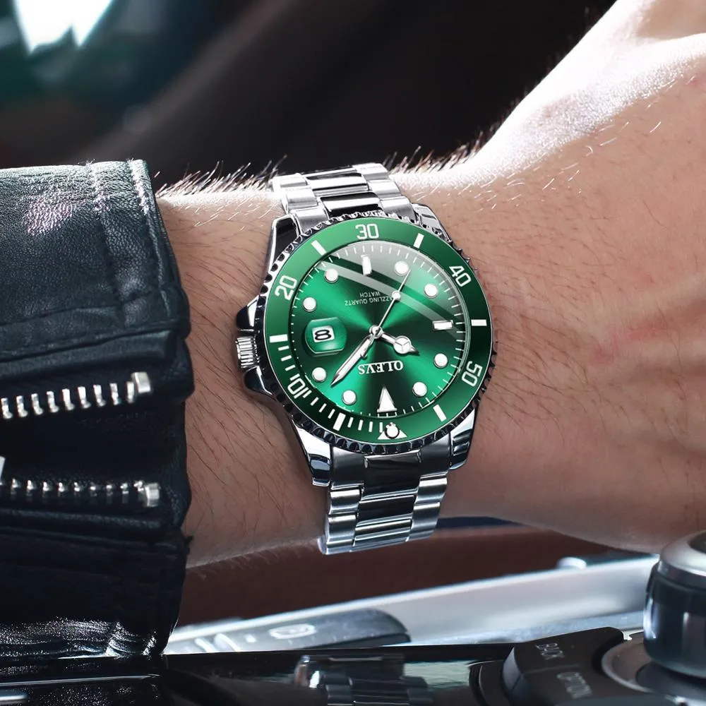 Mens Watches Top Brand Luxury Fashion Waterproof Luminous Hand Green
