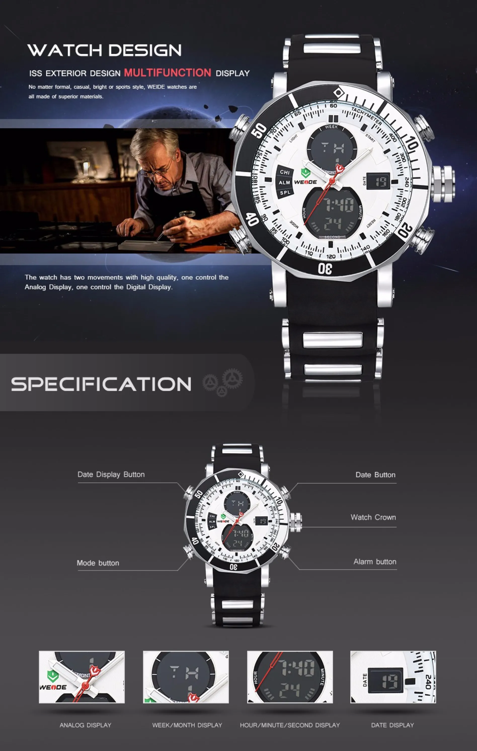 Men's WEIDE Digital LED Sports Watch.