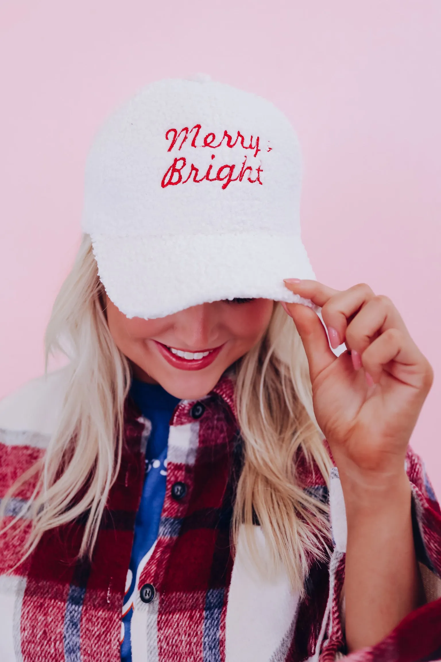 Merry & Bright Sherpa Cap - White