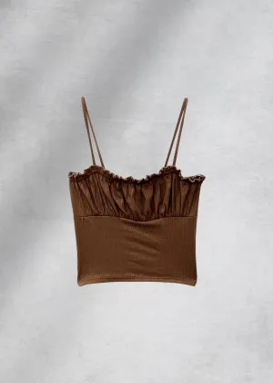 Mia Cropped Cami Top - Mocha