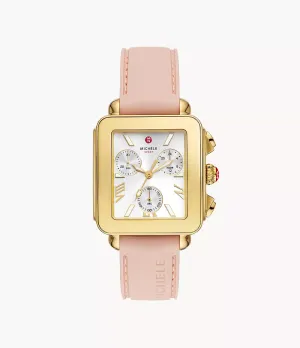 MICHELE Deco Sport 36mm Chronograph Pink Strap Women's Watch MWW06K000072